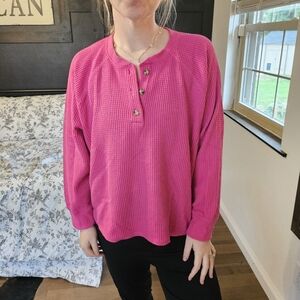 Waffle knit Henley top